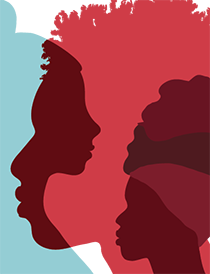 silhouette profiles of a group of people