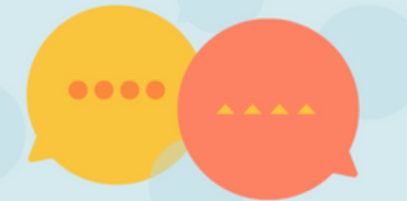 2 overlapping yellow and orange thought bubbles