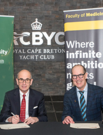 David C. Dingwall, President and Vice Chancellor of Cape Breton University (left), and Dr. David Anderson, Dean of the Faculty of Medicine at Dalhousie University