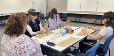 student participants attempt common tasks while blindfolded