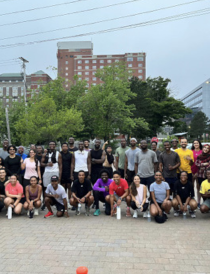 Author Korede Akindoju with fellow members of the Run With Dere running group
