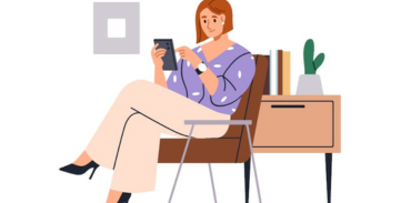 illustration of woman sitting in a chair while reading