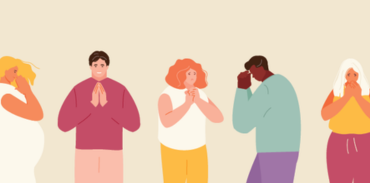 illustration of group of worried people