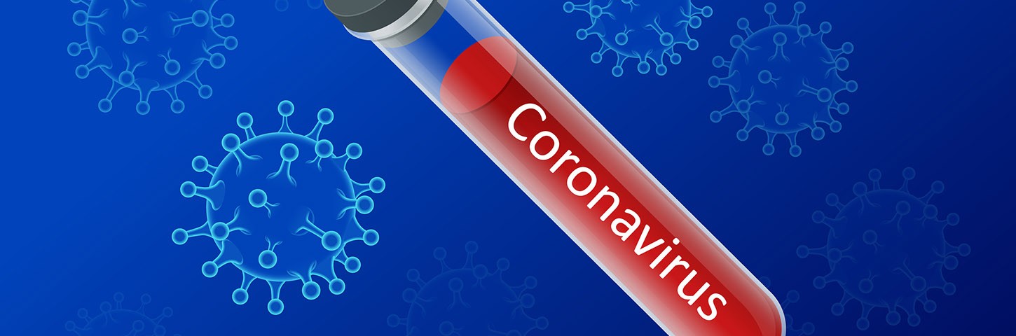 test tube with coronavirus label