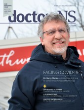 Dr. Barry Clarke on the cover of the March 2021 issue of doctorsNS magazine