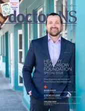 Dr. Alex Mitchell on the cover of the April 2021 issue of the doctorsNS magazine