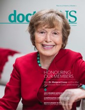Dr. Margaret Casey on the cover of the May 2021 issue of doctorsNS magazine