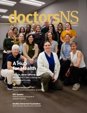 group of healthcare workers on the cover of October issue of doctorsNS magazine