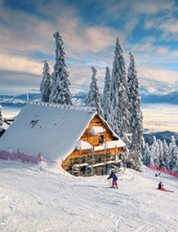 Ski chalet in winter