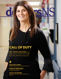 Dr. Tania Sullivan on the cover of the March 2020 issue of doctorsNS mgazine