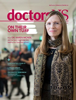 Dr. Karen McNeil on April 2020 cover of doctorsNS magazine