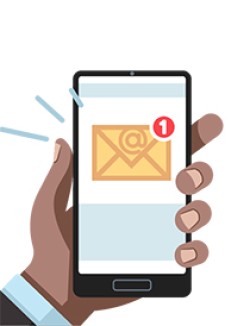 Illustration of email notification on cellphone
