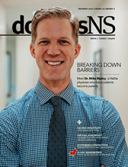 Dr. Mike Ripley on cover of the November 2020 issue of doctorsNS magazine