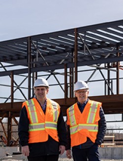 Mark LeCouter and Dr. Elwood MacMullin on the construction site at Cape Breton Regional Hospital