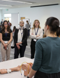 demo of tourniquet application during a hands-on workshop on trauma and resuscitation