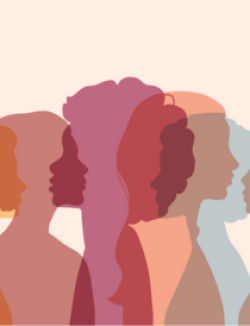 silhouettes of women in various colours