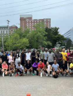 Author Korede Akindoju with fellow members of the Run With Dere running group