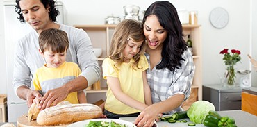 Family preparing healthy food