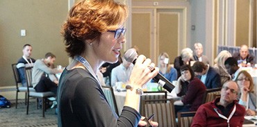 CMA representative Dr. Caroline Gerin-Lajoie addresses the crowd in Halifax