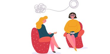 Illustration of conversation between two women