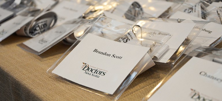 Name tags on a table
