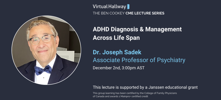 ADHD lecture title, picture of presenter