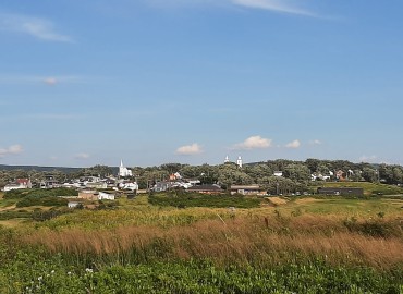 View of the town of Inverness from the beach