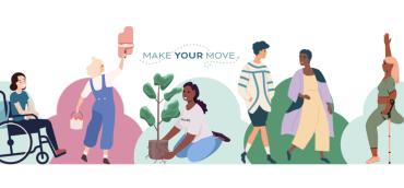 illustrated group of people of different abilities being active